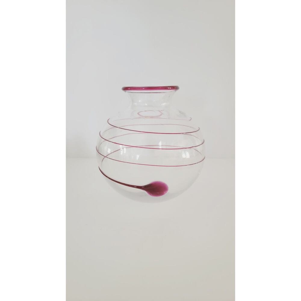 DANSK Fish Bowl Style Red Swirl Vase